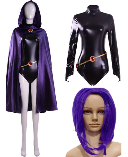 Cosplay Fantasia Ravena Jovens Titãs Teen Raven + Peruca